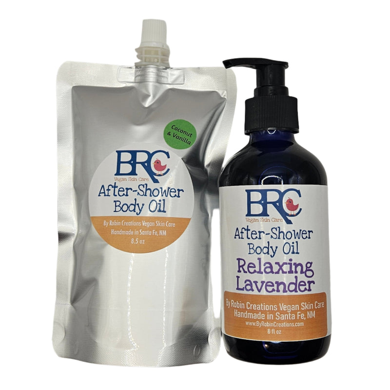 By Robin Creations Organic After-Shower Silky Body Oil Deodorant & Body Care Gray 4 oz Glass Pump Bottle / Lemongrass-Eucalyptus,4 oz Glass Pump Bottle / Jasmine Gardenia,4 oz Glass Pump Bottle / Relaxing Lavender,4 oz Glass Pump Bottle / Pink Grapefruit & Rose,4 oz Glass Pump Bottle / Lavender Pine,4 oz Glass Pump Bottle / Coconut Van