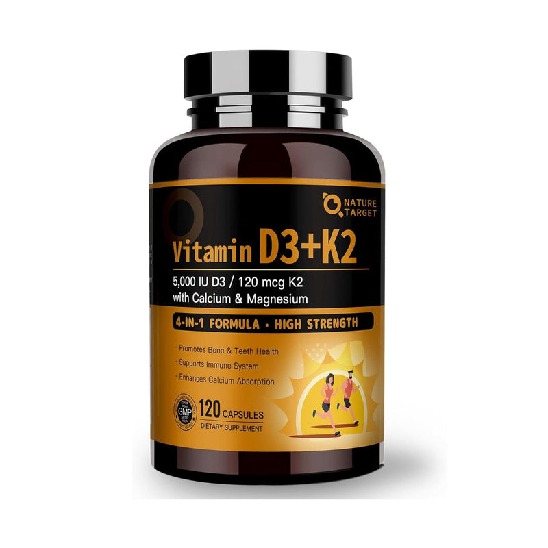 Nature Target 4-in-1 Vitamin D3 + K2, 120 Capsules Vitamin White Smoke