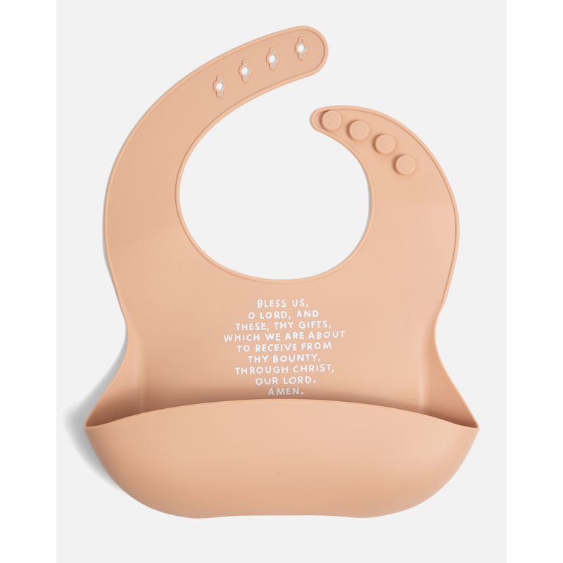 Be A Heart Meal Blessing Silicone Bib Bibs White Smoke Peach