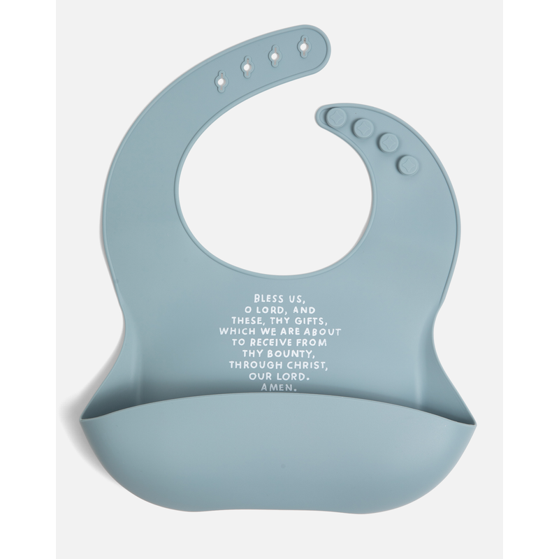 Be A Heart Meal Blessing Silicone Bib Bibs White Smoke Smoky Blue