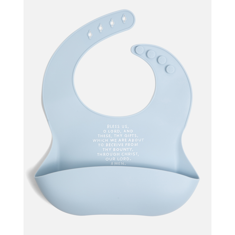 Be A Heart Meal Blessing Silicone Bib Bibs White Smoke Powder Blue