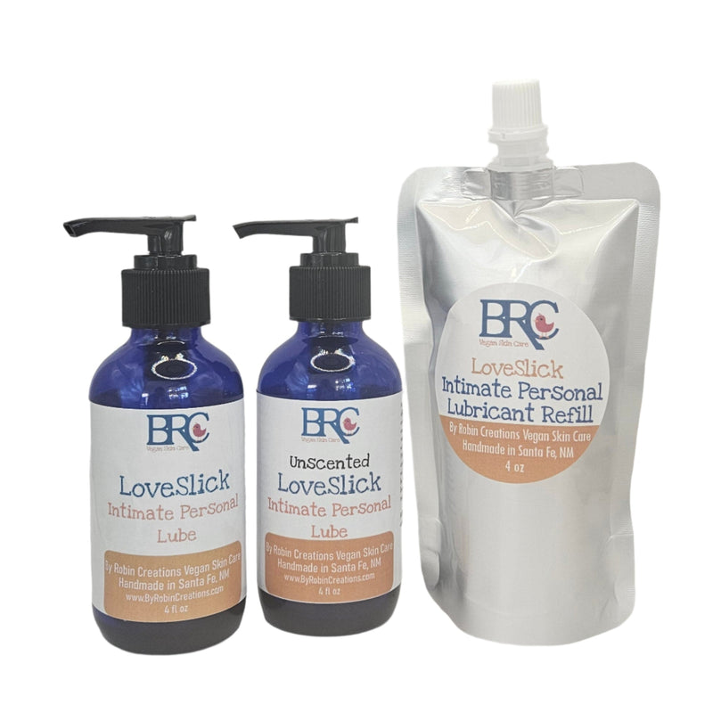 By Robin Creations LoveSlick Intimate Personal Lubricant Personal Lubricants White Smoke 4oz Glass Pump Bottle / Original Scent,4oz Glass Pump Bottle / Fragrance-Free,4oz Refill Pouch / Original Scent,4oz Refill Pouch / Fragrance-Free