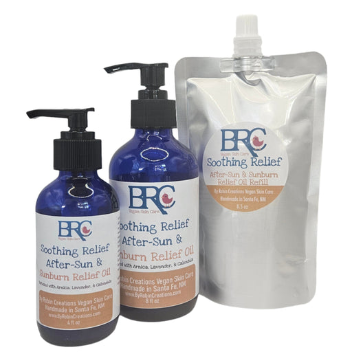 By Robin Creations After-Sun & Sunburn Relief Oil Deodorant & Body Care White Smoke 4 oz Glass Pump Bottle,8 oz Glass Pump Bottle,8.5 oz Refill Pouch
