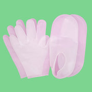 By Robin Creations Silicone Gel Moisturizing Socks & Gloves Set for Healing Cracked Hands & Feet Silicone Moisturizing Gloves & Socks Lavender 1 Set (1 pair each Socks & Gloves),4 Sets (4 pairs each Socks & Gloves)
