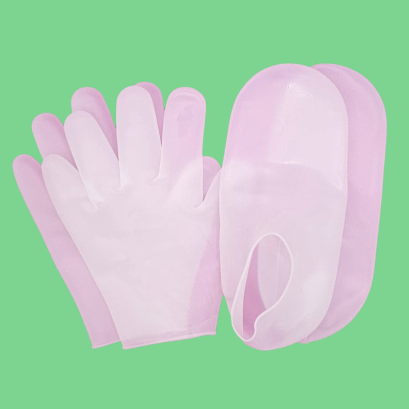 By Robin Creations Silicone Gel Moisturizing Socks & Gloves Set for Healing Cracked Hands & Feet Silicone Moisturizing Gloves & Socks Lavender 1 Set (1 pair each Socks & Gloves),4 Sets (4 pairs each Socks & Gloves)