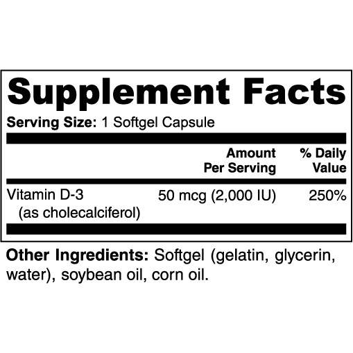 Goiteia Goiteia Vitamin D3 2,000 IU 100 softgels Vitamins & Minerals White Smoke