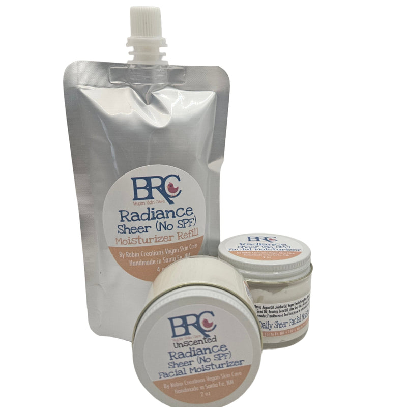 By Robin Creations Radiance Sheer (No SPF) Daily Anti-Aging Facial Moisturizer Lotion & Moisturizer White Smoke Glass Jar (2oz) / Original (Lavender & Frankincense),Glass Jar (2oz) / Unscented,Refill Pouch (4oz) / Original (Lavender & Frankincense),Refill Pouch (4oz) / Unscented