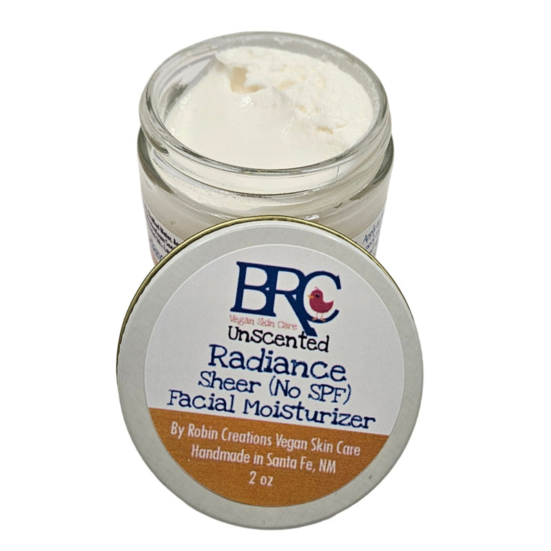 By Robin Creations Radiance Sheer (No SPF) Daily Anti-Aging Facial Moisturizer Lotion & Moisturizer White Smoke Glass Jar (2oz) / Unscented