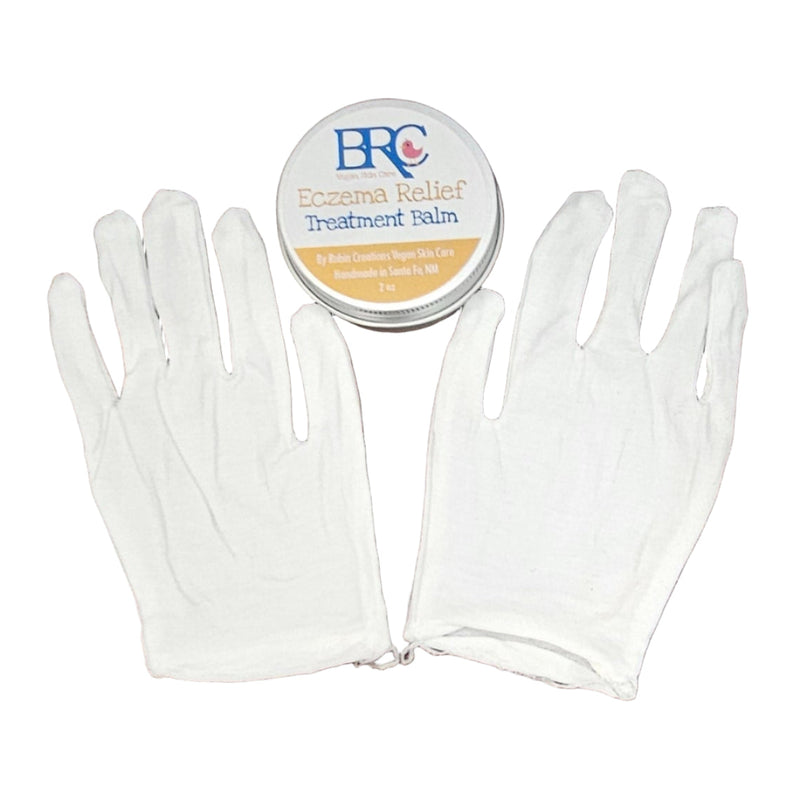 By Robin Creations Intense Eczema Healing Balm + Cotton Gloves Set - Adult & Children Sizes Accessories & Containers Lavender 2oz Tin of Eczema Healing Balm / Adult (Medium/Large),2oz Tin of Eczema Healing Balm / Children (Small/ExtraSmall),4oz Tin of Eczema Healing Balm / Adult (Medium/Large),4oz Tin of Eczema Healing Balm / Children (Small/ExtraSmall),8oz Jar of Eczema Healing
