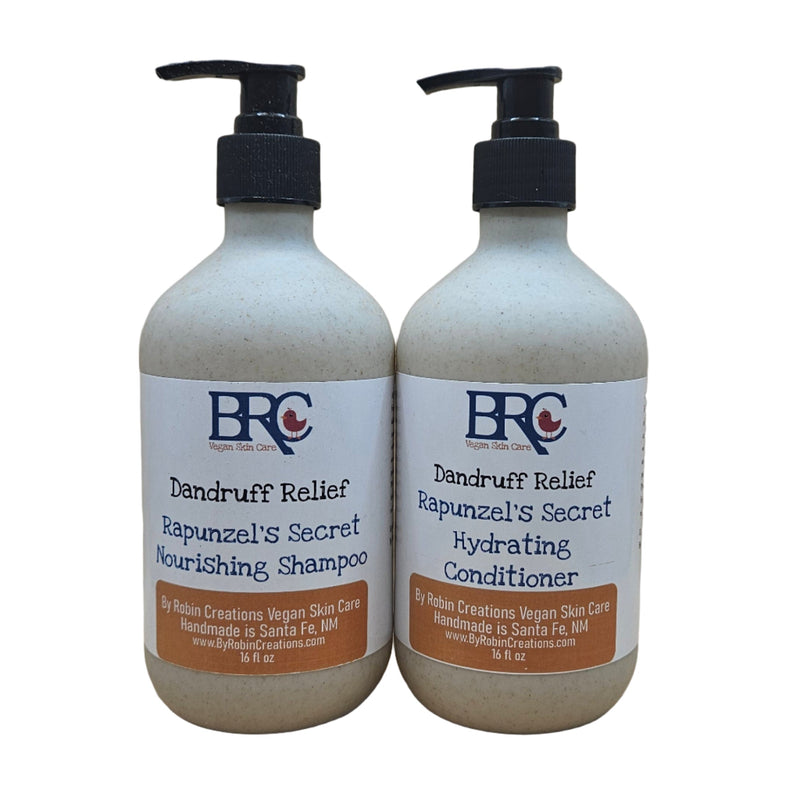 By Robin Creations Rapunzel's Secret Soothing Dandruff Relief Liquid Shampoo & Conditioner Set Shampoo & Conditioner White Smoke 1 Set 16 oz Biodegradable Pump Bottles