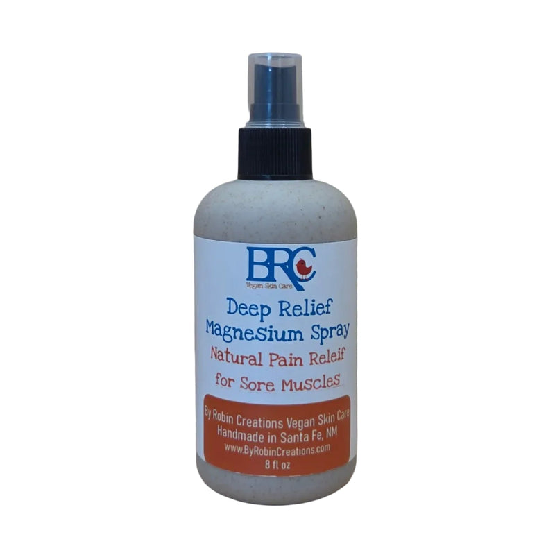 By Robin Creations Deep Relief Magnesium Spray for Sore Muscles Skin Care White Smoke 8oz Biodegradable Bottle
