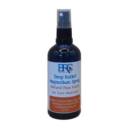 By Robin Creations Deep Relief Magnesium Spray for Sore Muscles Skin Care White Smoke 3.4oz Glass Bottle