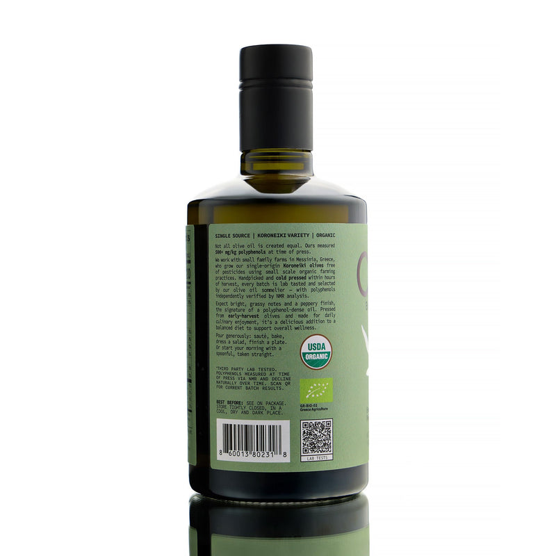 Olivea High Phenolic Extra Virgin Olive Oil — 500+ mg/kg Polyphenols White Smoke