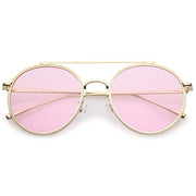 zeroUV Modern Slim Round Color Tone Aviator Sunglasses A871 Sunglasses White Smoke Gold Pink
