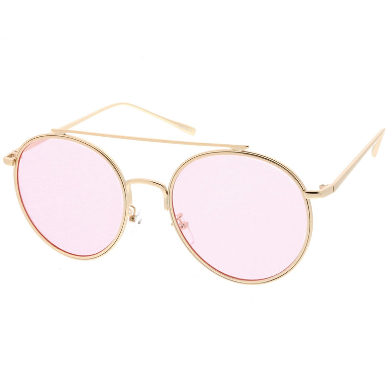 zeroUV Modern Slim Round Color Tone Aviator Sunglasses A871 Sunglasses White Smoke Gold Pink,Silver Blue,Silver Yellow,Silver Purple,Silver Red,Gold Yellow