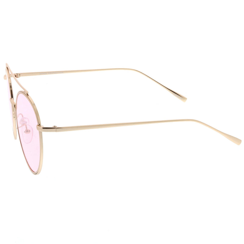 zeroUV Modern Slim Round Color Tone Aviator Sunglasses A871 Sunglasses White Smoke Gold Pink,Silver Blue,Silver Yellow,Silver Purple,Silver Red,Gold Yellow