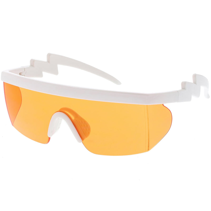 zeroUV Retro Flat Top Color Tone Half Frame Goggle Shield Sunglasses C546 Sunglasses White Smoke White Orange,Black Pink,Black Blue,White Red,Black Yellow,White / Pink,White / Smoke