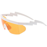zeroUV Retro Flat Top Color Tone Half Frame Goggle Shield Sunglasses C546 Sunglasses White Smoke White Orange,Black Pink,Black Blue,White Red,Black Yellow,White / Pink,White / Smoke