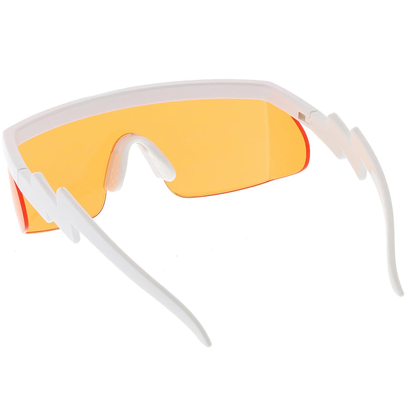 zeroUV Retro Flat Top Color Tone Half Frame Goggle Shield Sunglasses C546 Sunglasses White Smoke White Orange,Black Pink,Black Blue,White Red,Black Yellow,White / Pink,White / Smoke