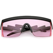 zeroUV Retro Flat Top Color Tone Half Frame Goggle Shield Sunglasses C546 Sunglasses Misty Rose Black Pink
