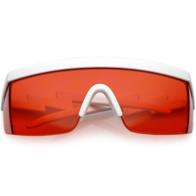 zeroUV Retro Flat Top Color Tone Half Frame Goggle Shield Sunglasses C546 Sunglasses Tomato White Red