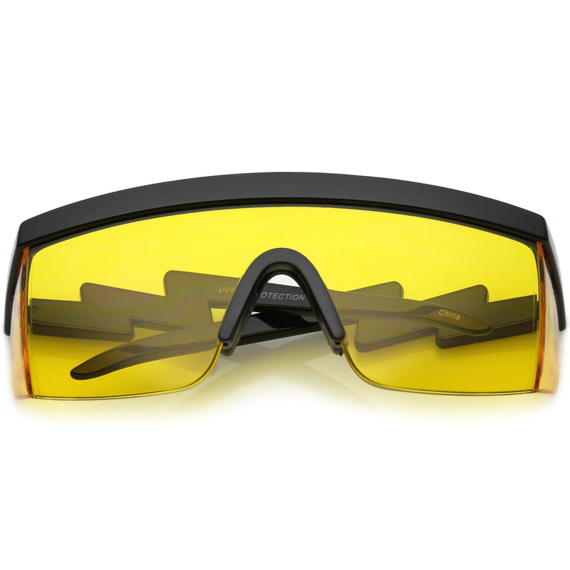 zeroUV Retro Flat Top Color Tone Half Frame Goggle Shield Sunglasses C546 Sunglasses White Smoke Black Yellow