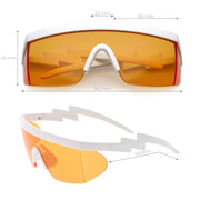 zeroUV Retro Flat Top Color Tone Half Frame Goggle Shield Sunglasses C546 Sunglasses White Smoke White Orange,Black Pink,Black Blue,White Red,Black Yellow,White / Pink,White / Smoke