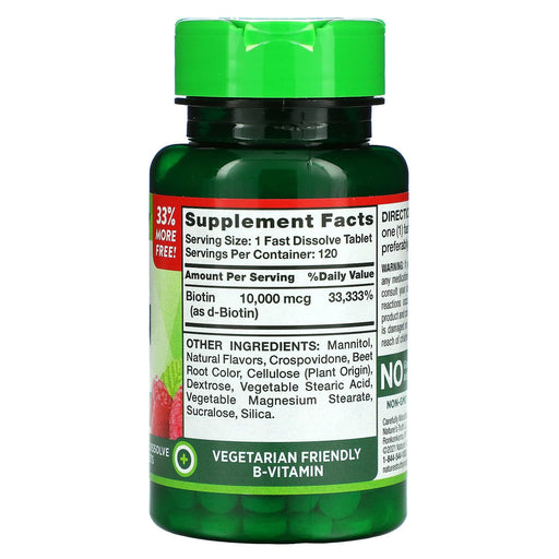Nature's Truth Nature's Truth Tablets Fast Dissolve Maximum Natural Berry Flavor 10,000 Mcg Biotin Vitamins & Supplements White Smoke