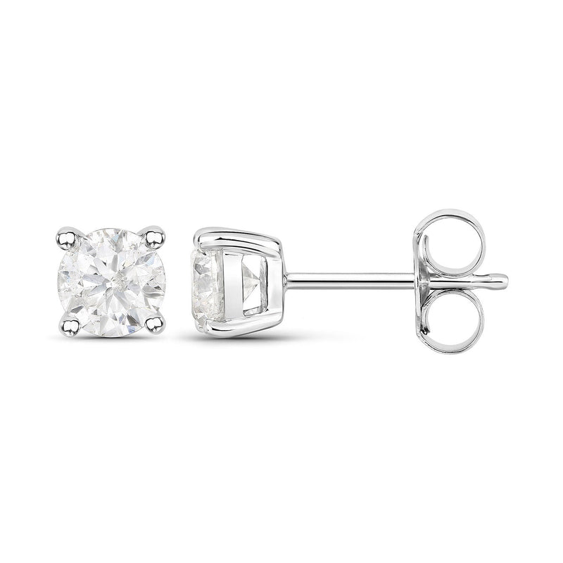 Bids.com 1.02 Carat Genuine White Diamond 14K White Gold Earrings Earrings White Smoke