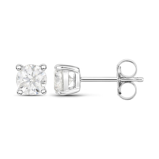 Bids.com 1.02 Carat Genuine White Diamond 14K White Gold Earrings Earrings White Smoke
