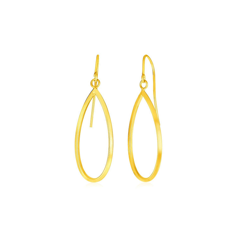 Bids.com 14k Yellow Gold Earrings with Polished Open Teardrop Dangles Earrings White Smoke Yellow Gold