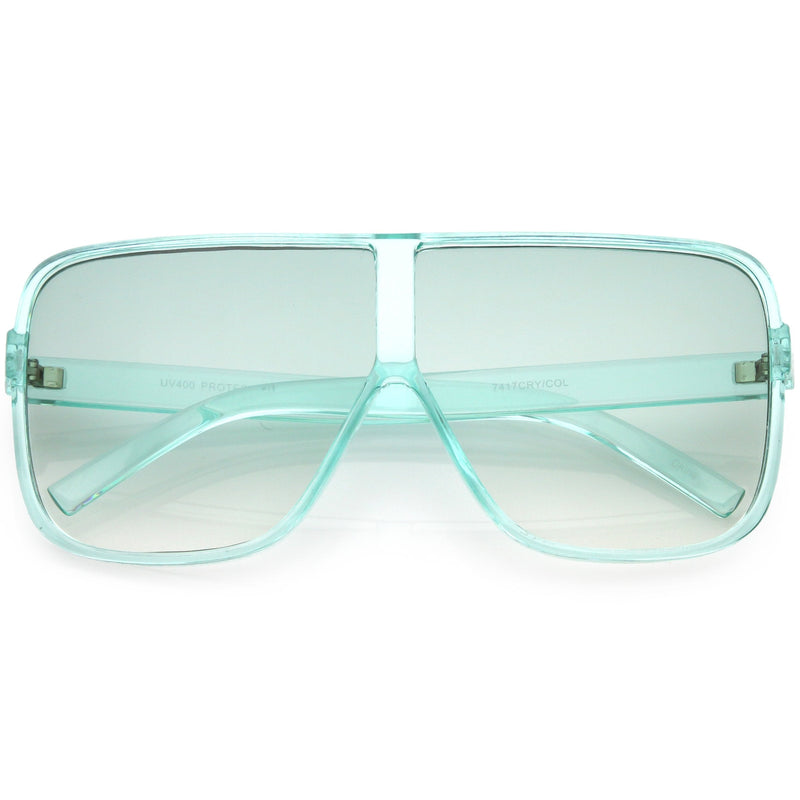 zeroUV Oversize Festival Flat Top Translucent Color Tone Sunglasses C582 Sunglasses Light Gray Green
