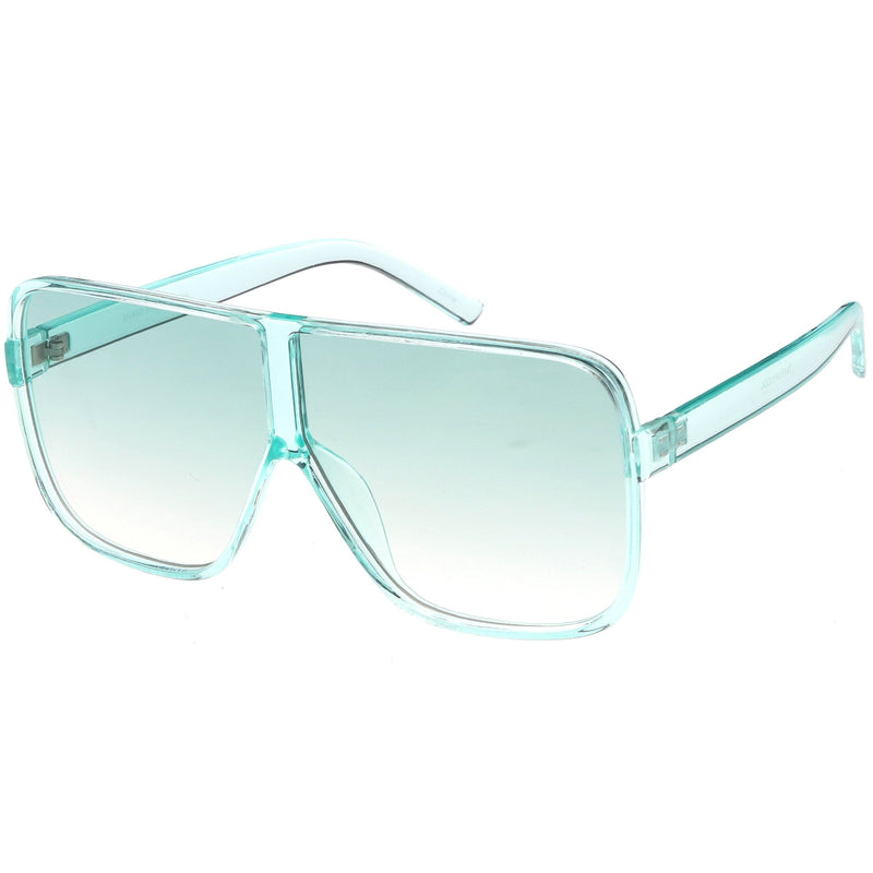 zeroUV Oversize Festival Flat Top Translucent Color Tone Sunglasses C582 Sunglasses White Smoke Green,Pink,Purple,Yellow,Red