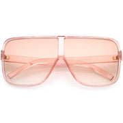 zeroUV Oversize Festival Flat Top Translucent Color Tone Sunglasses C582 Sunglasses Antique White Pink