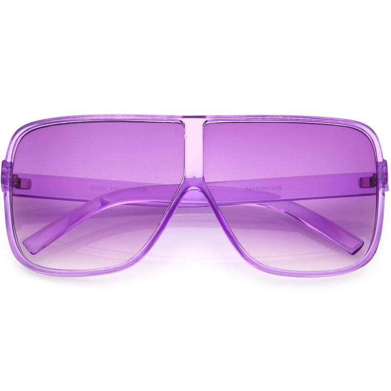 zeroUV Oversize Festival Flat Top Translucent Color Tone Sunglasses C582 Sunglasses White Smoke Purple