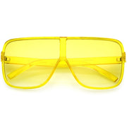 zeroUV Oversize Festival Flat Top Translucent Color Tone Sunglasses C582 Sunglasses Khaki Yellow