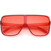zeroUV Oversize Festival Flat Top Translucent Color Tone Sunglasses C582 Sunglasses Salmon Red
