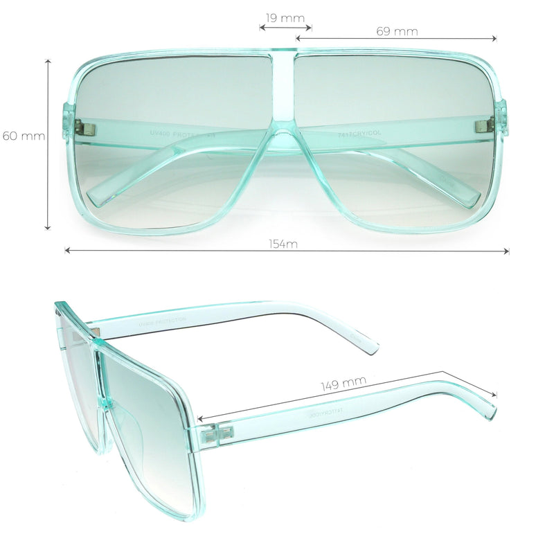 zeroUV Oversize Festival Flat Top Translucent Color Tone Sunglasses C582 Sunglasses White Smoke Green,Pink,Purple,Yellow,Red