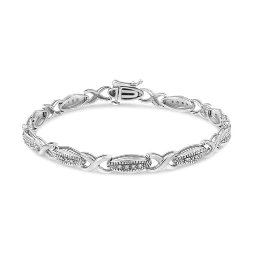 Bids.com .925 Sterling Silver 1/5 Cttw Round-Cut Diamond "X" Link Bracelet - Size 7.50" (I-J Color, I2-I3 Clarity) Bracelets White Smoke White.Sterling Silver / 7.5
