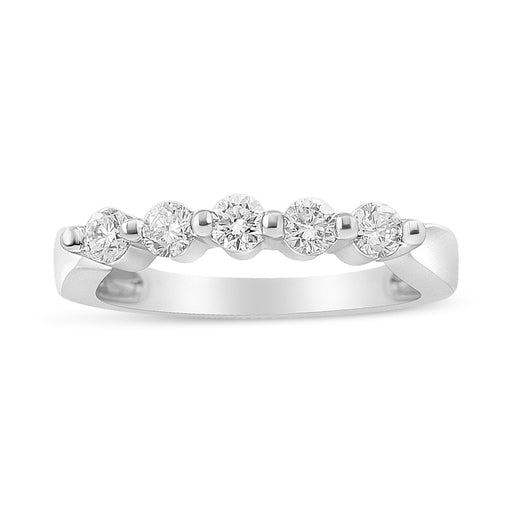 Bids.com 14K White Gold 1/2 Cttw Round-Cut 5-Stone Diamond Ring (H-I Color, SI1-SI2 Clarity) Size 7 Rings White Smoke 7 / White.Gold