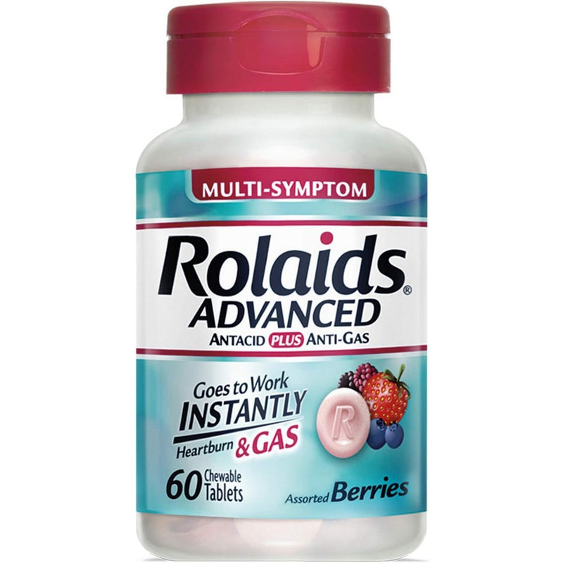 Rolaids Rolaids® Heartburn + Gas – Berry Flavor –60 ct Chewable Tablets Health & Beauty White Smoke