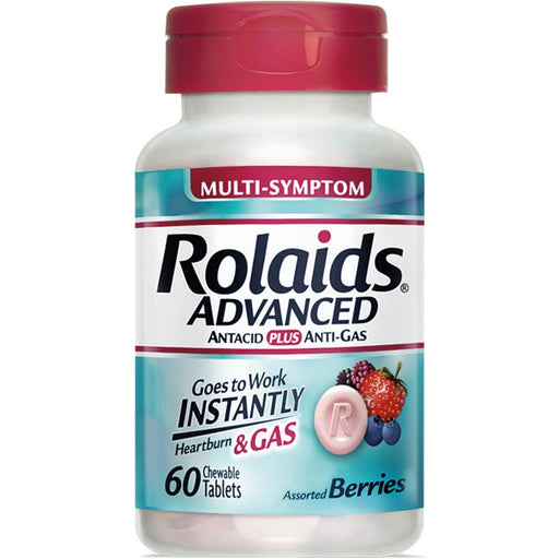 Rolaids Rolaids® Heartburn + Gas – Berry Flavor –60 ct Chewable Tablets Health & Beauty White Smoke