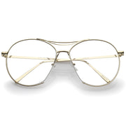 zeroUV Oversize Retro Modern Clear Lens Aviator Glasses C132 Glasses White Smoke Gold Clear