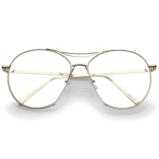 zeroUV Oversize Retro Modern Clear Lens Aviator Glasses C132 Glasses White Smoke Gold Clear