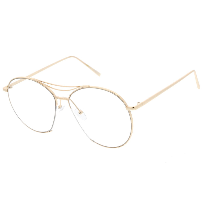 zeroUV Oversize Retro Modern Clear Lens Aviator Glasses C132 Glasses White Smoke Gold Clear,Silver Clear,Black Clear