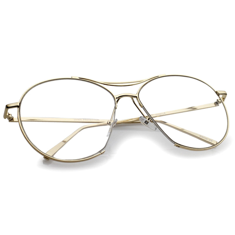 zeroUV Oversize Retro Modern Clear Lens Aviator Glasses C132 Glasses White Smoke Gold Clear,Silver Clear,Black Clear