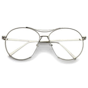 zeroUV Oversize Retro Modern Clear Lens Aviator Glasses C132 Glasses White Smoke Silver Clear