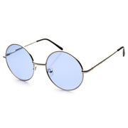 zeroUV Retro Hippie Mid Sized Round Color Lens Sunglasses 9814 Sunglasses White Smoke Silver Blue,Silver Yellow,Silver Red,Silver Purple,Silver Orange,Silver Green