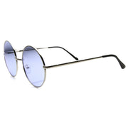 zeroUV Retro Hippie Mid Sized Round Color Lens Sunglasses 9814 Sunglasses White Smoke Silver Blue,Silver Yellow,Silver Red,Silver Purple,Silver Orange,Silver Green