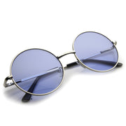 zeroUV Retro Hippie Mid Sized Round Color Lens Sunglasses 9814 Sunglasses White Smoke Silver Blue,Silver Yellow,Silver Red,Silver Purple,Silver Orange,Silver Green